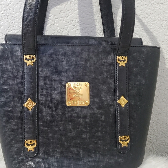 MCM Black Leather with Gold Hardware and Decoration Mini Handbag- EUC - COA - Picture 10 of 16